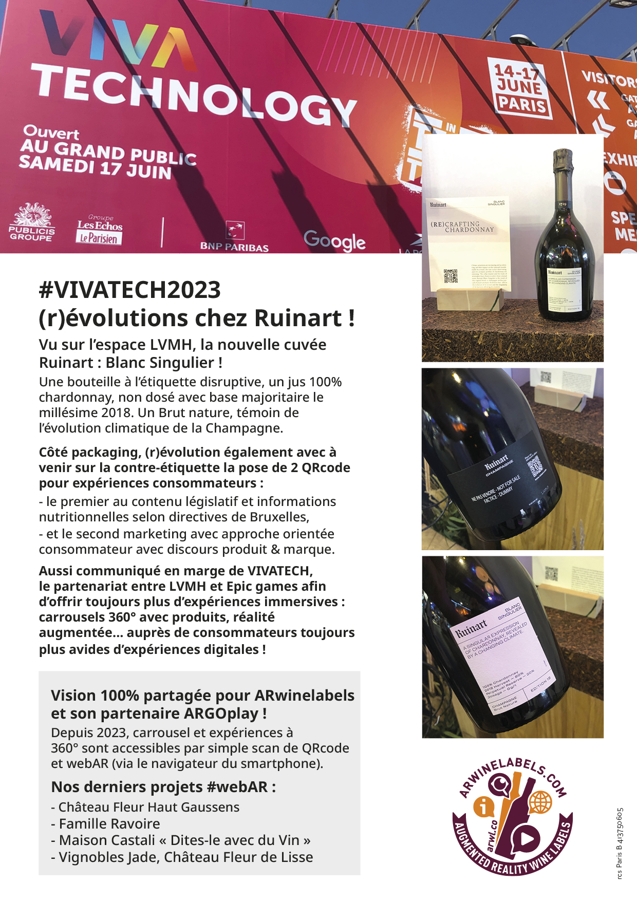 ARwinelabels et Vivatech2023 QRcode Marketing et Réalité Augmentée